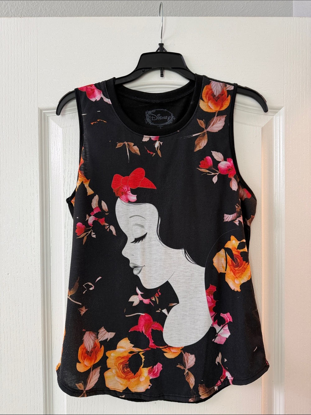 Disney Black Floral Snow White Silhouette Tank